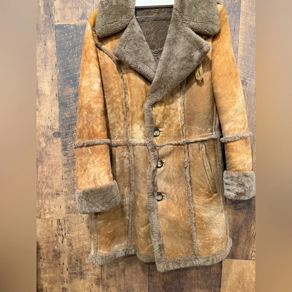 Vintage portobello sherling sheepskin jacket Marlboro man size 38 - Picture 3 of 11